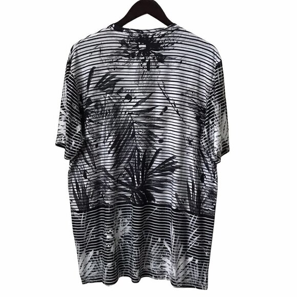 NWOT - Tarcisio Short Sleeves Crew Neck Palms Design Black n White  Shirt - Picture 2 of 7